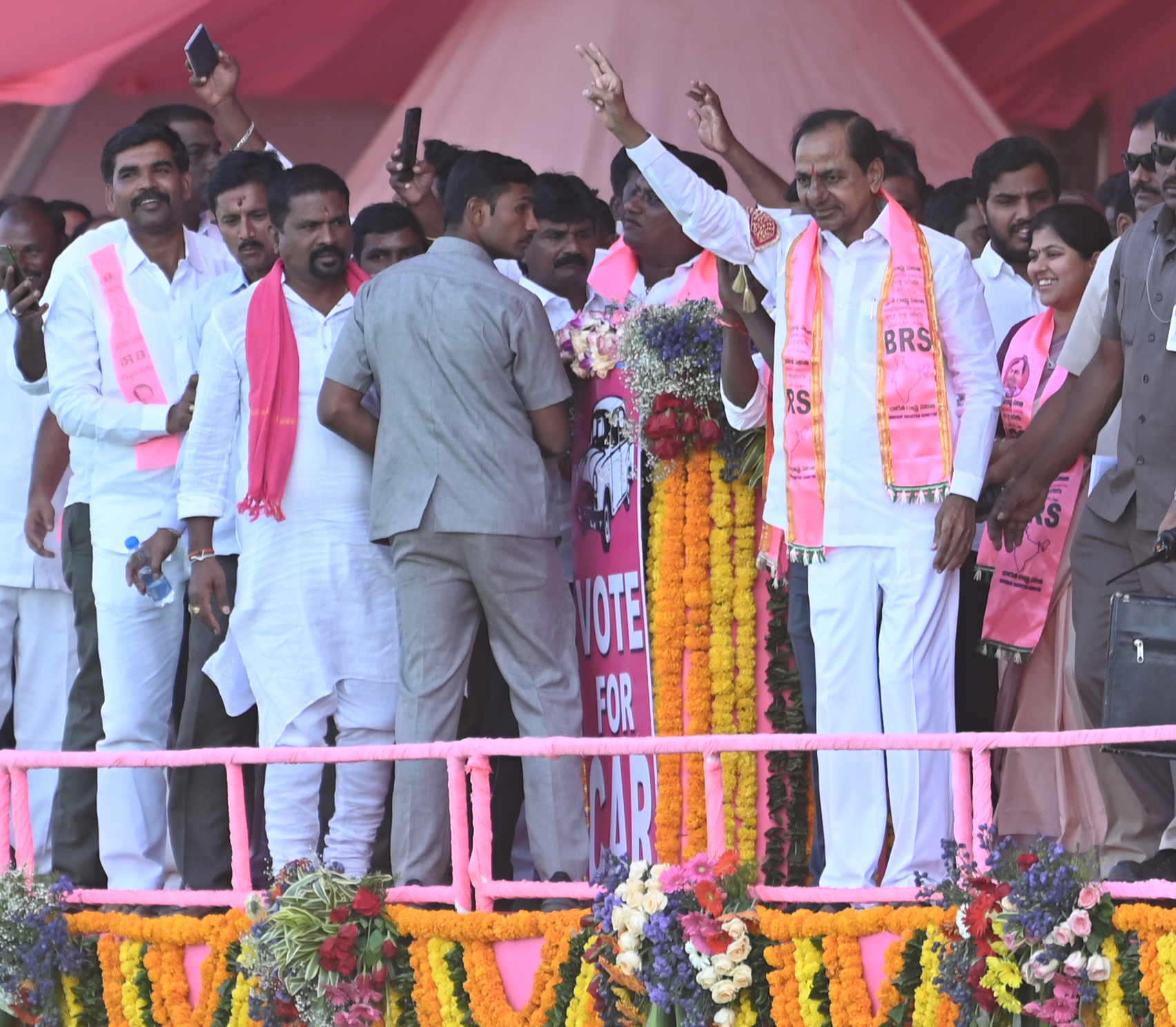 Brs Party President Kcr Participating In Praja Ashirvada Sabha At Acchampeta