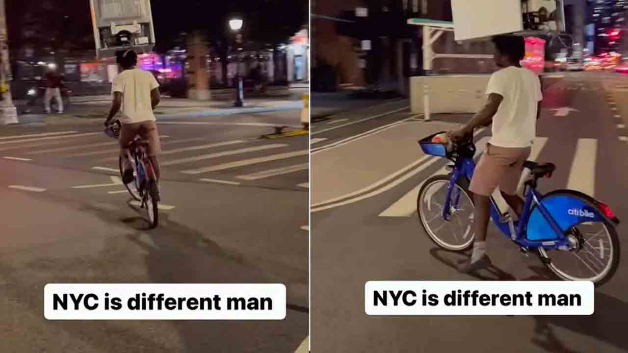 Viral Video | వామ్మో.. ఫ్రిడ్జ్‌ను తలపై బ్యాలెన్స్‌ చేస్తూ సైక్లింగ్‌ చేస్తున్న వ్యక్తి