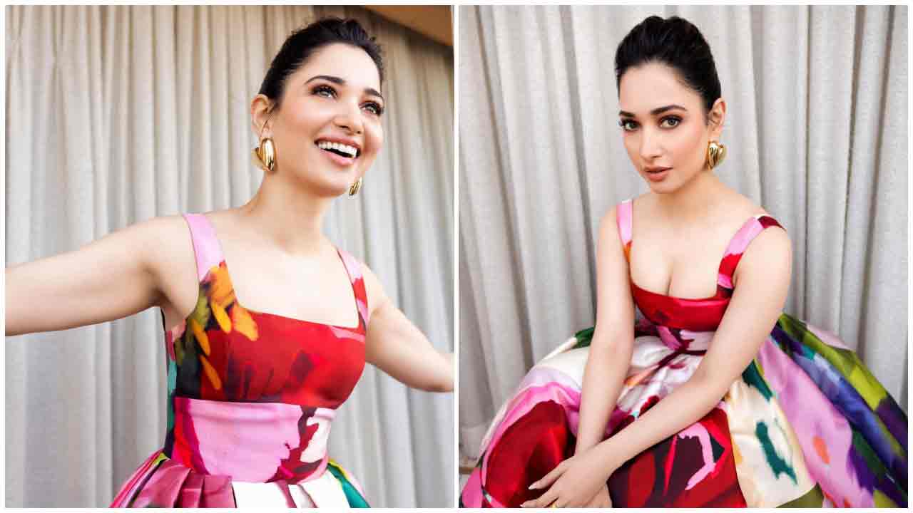 Tamannaah Bhatia | మల్టీకలర్ డ్రెస్‌లో పరువాలు ఒలకబోస్తున్న తమన్నా భాటియా..