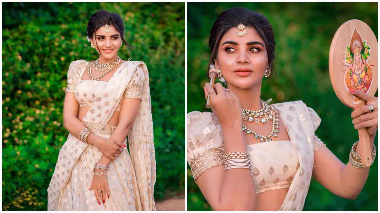 Varsha | లంగా ఓణీలో కుందనపు బొమ్మలా ముస్తాబైన వర్ష..