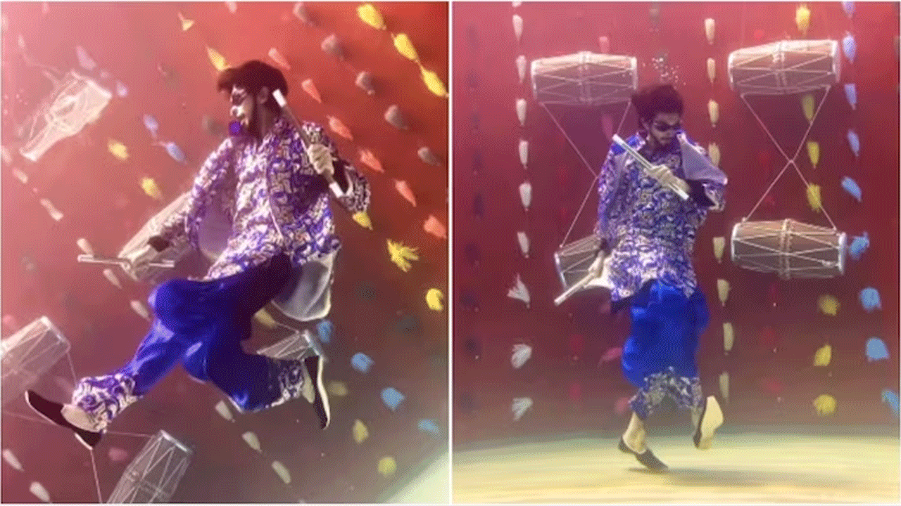 Viral Video | న‌వ‌రాత్రి వేడుక‌ల్లో ట్విస్ట్ : నీటి లోప‌ల గ‌ర్భాతో అద‌ర‌గొట్టాడు