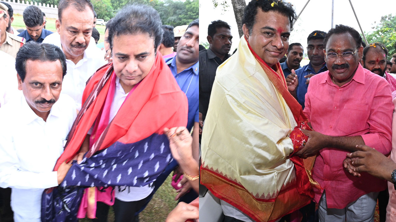 మంత్రి కేటీఆర్‌కు ఘన స్వాగతం