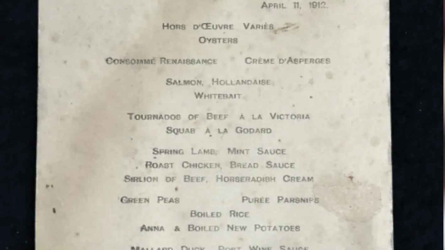 84 లక్షలు పలికిన టైటానిక్‌ డిన్నర్‌ రశీదు