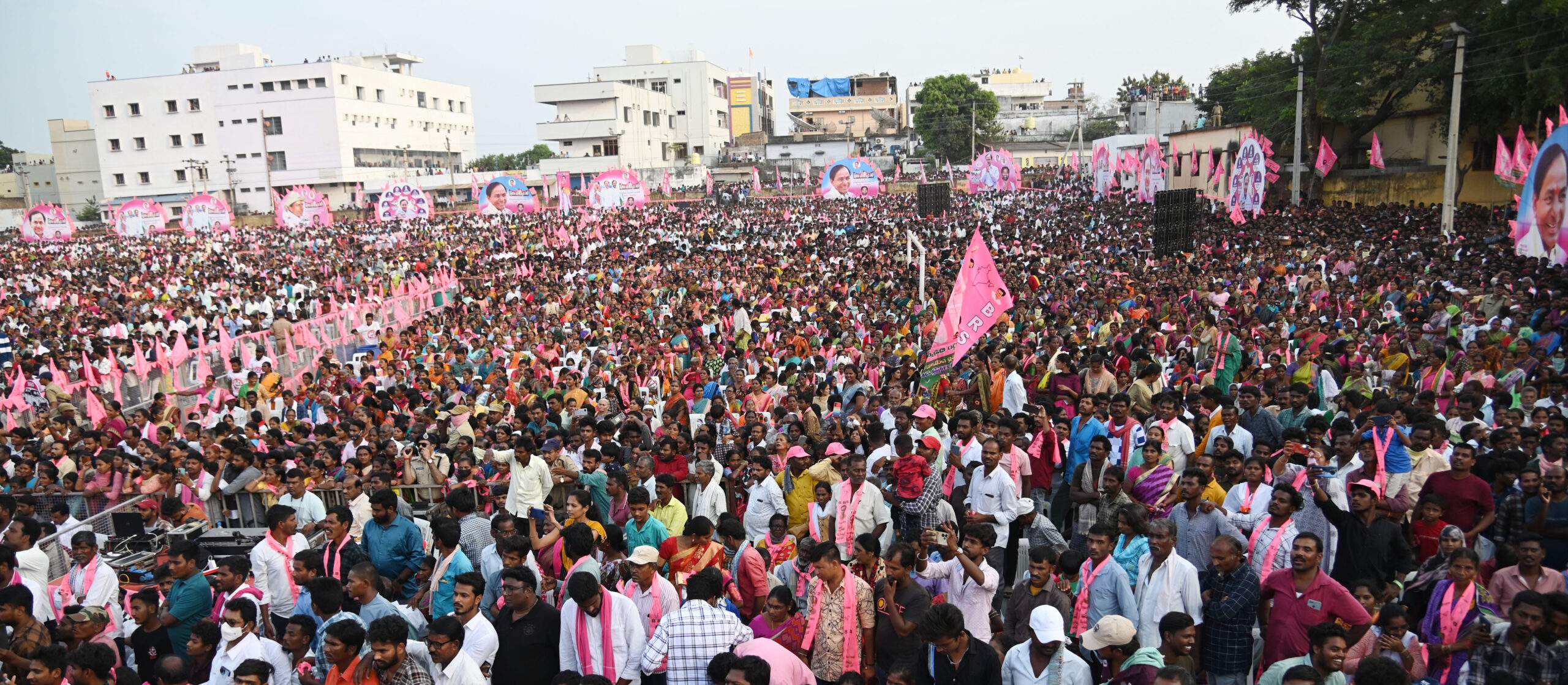 Brs Party President Kcr Participating In Praja Ashirvada Sabha At Bellampalli