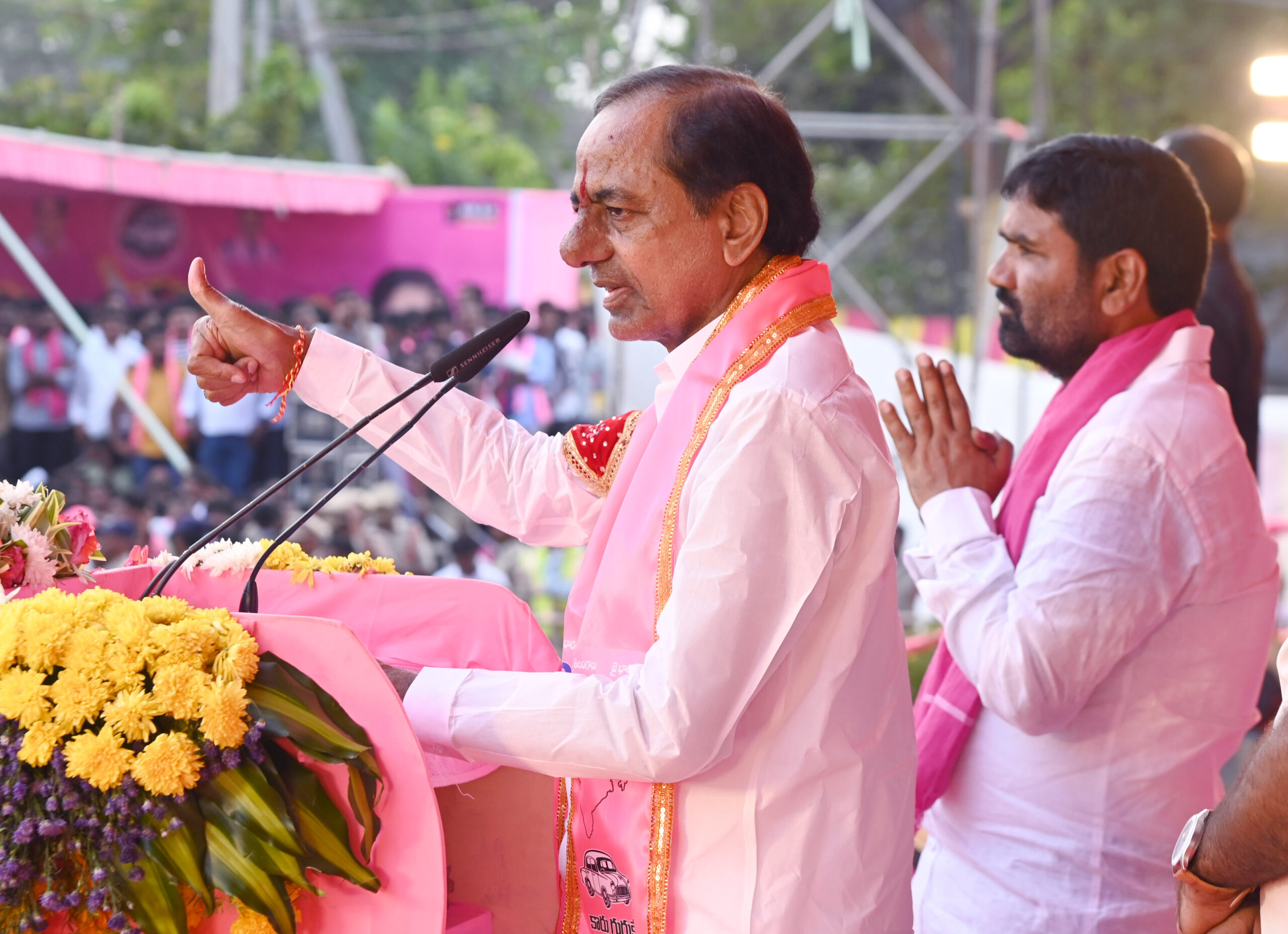 Brs Party President Kcr Participating In Praja Ashirvada Sabha At Bellampalli
