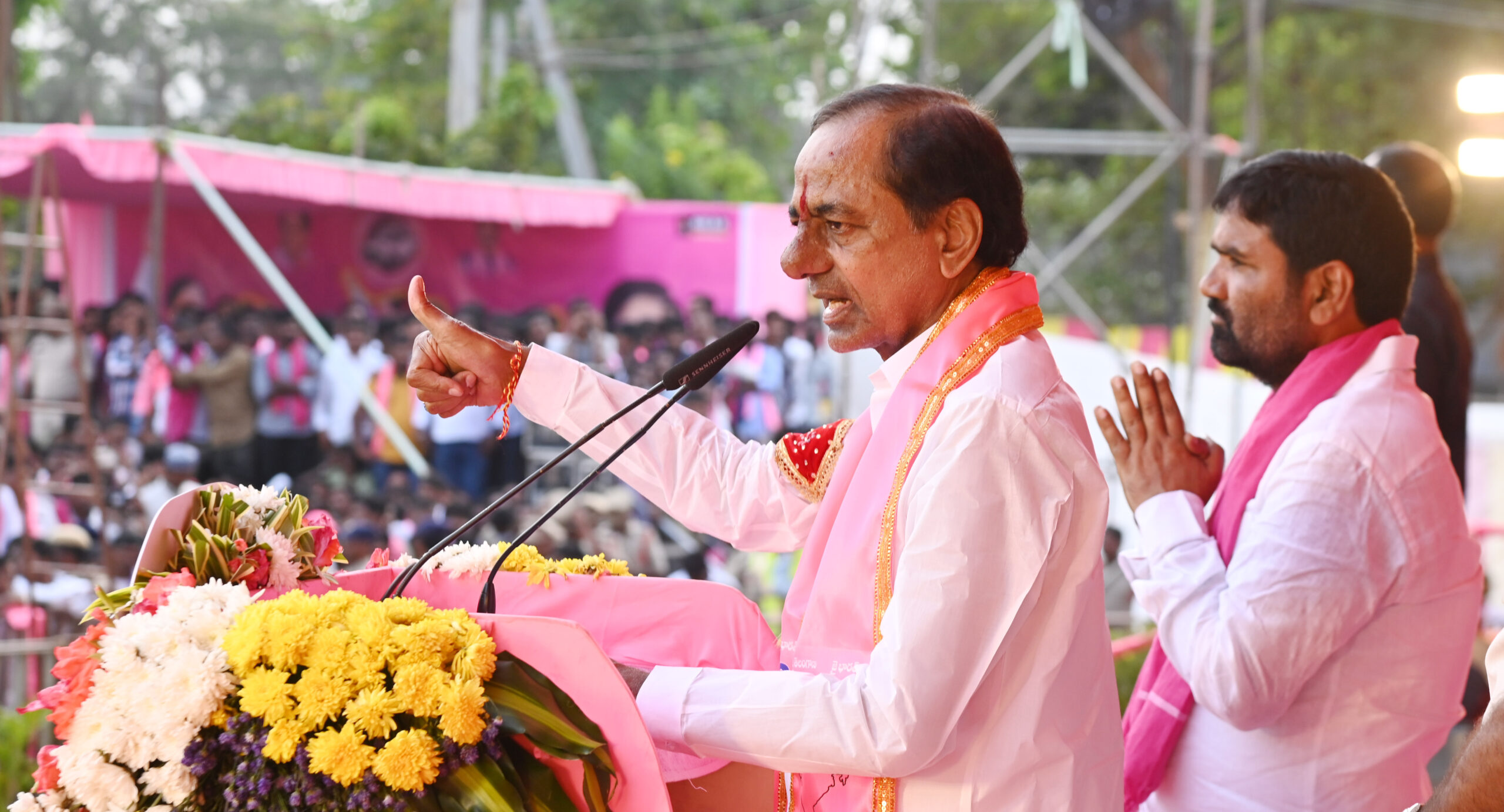 Brs Party President Kcr Participating In Praja Ashirvada Sabha At Bellampalli