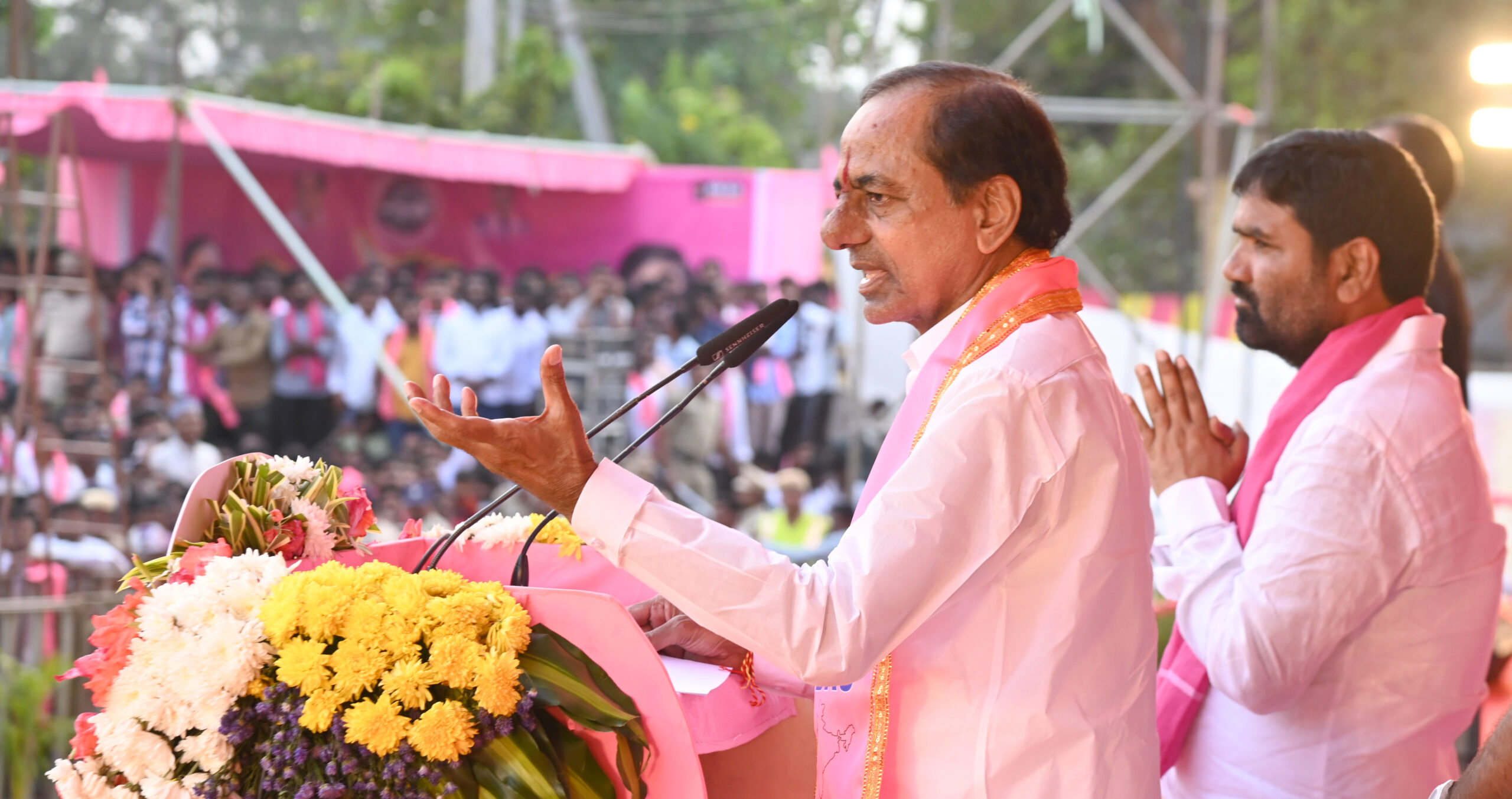 Brs Party President Kcr Participating In Praja Ashirvada Sabha At Bellampalli