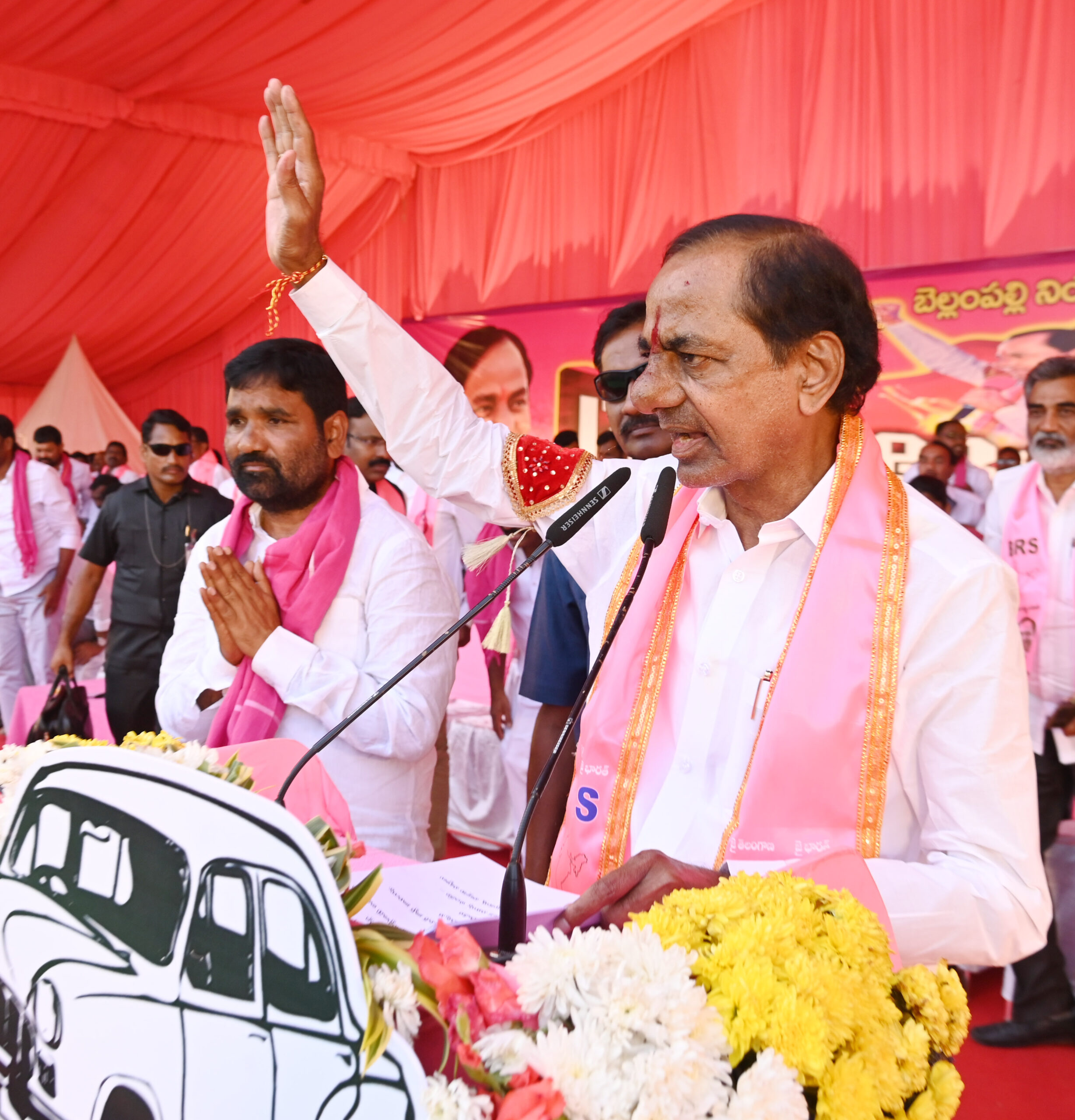 Brs Party President Kcr Participating In Praja Ashirvada Sabha At Bellampalli