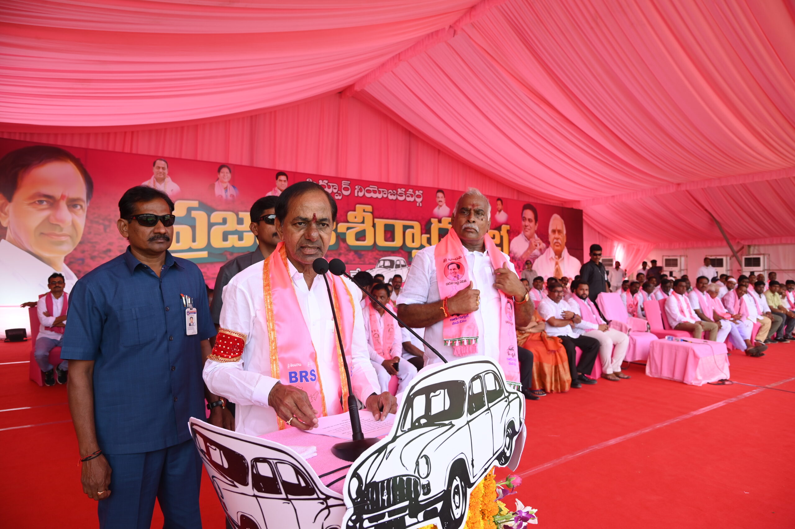 Brs Party President Kcr Participating In Praja Ashirvada Sabha At Haliya