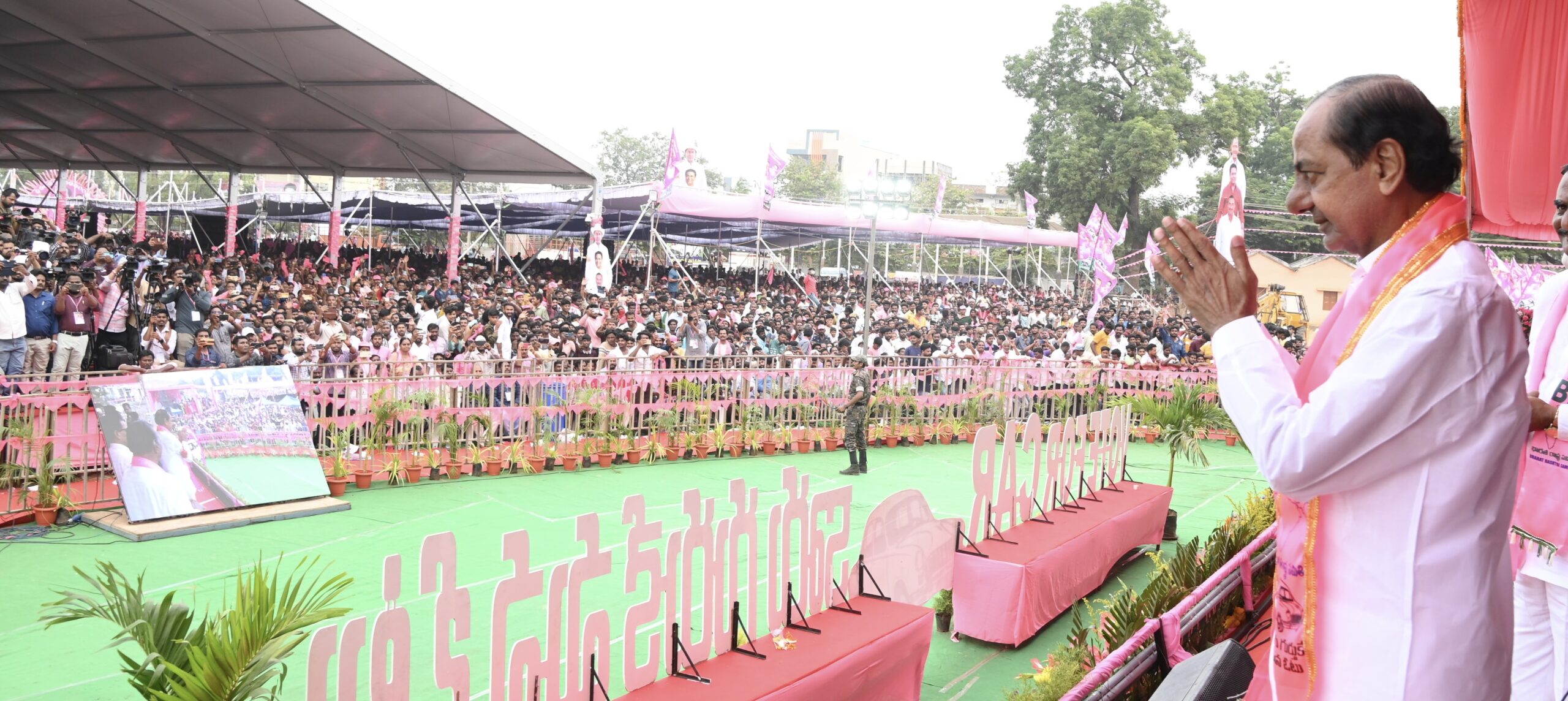 Brs Party President Kcr Participating In Praja Ashirvada Sabha At Kothagudem