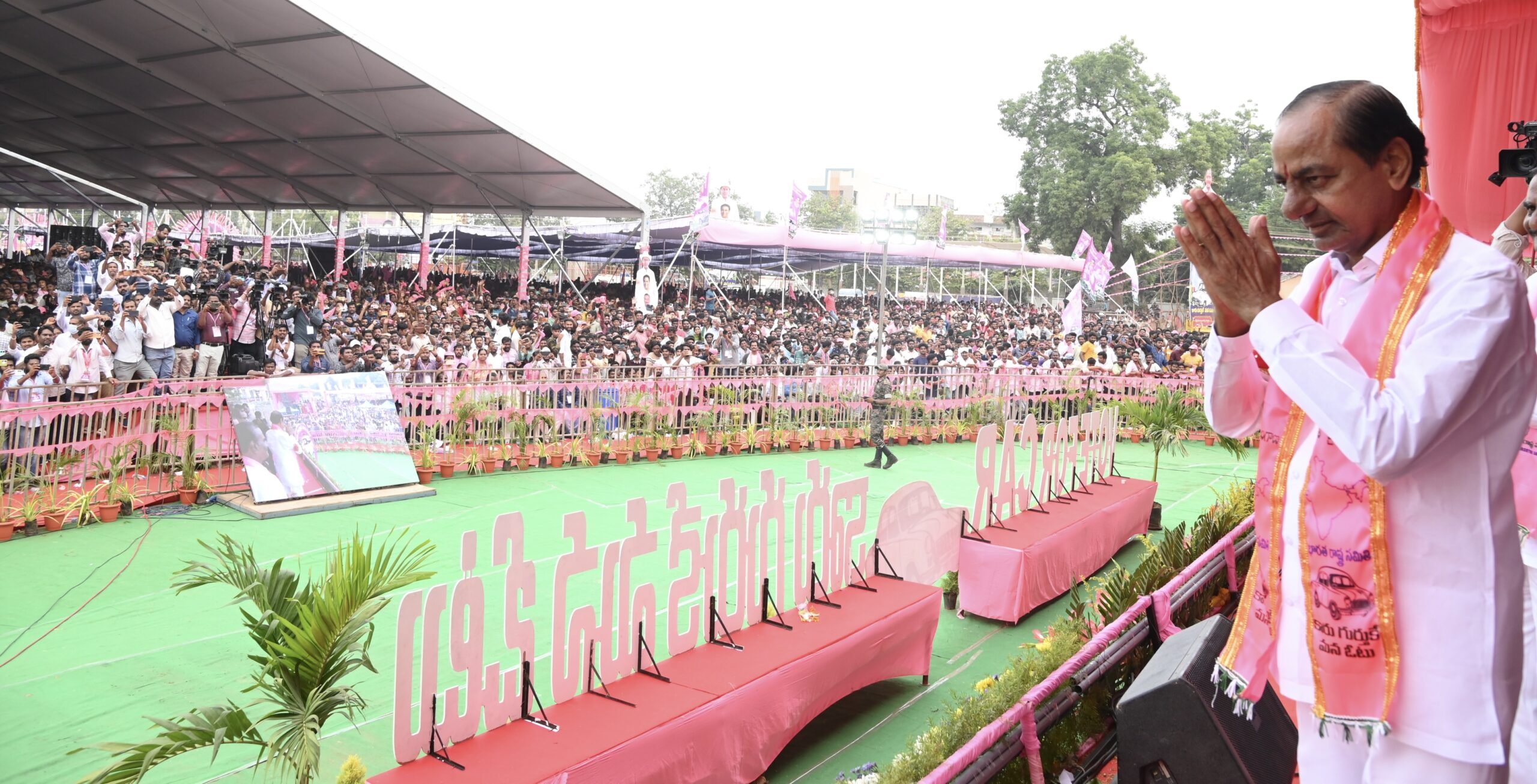 Brs Party President Kcr Participating In Praja Ashirvada Sabha At Kothagudem