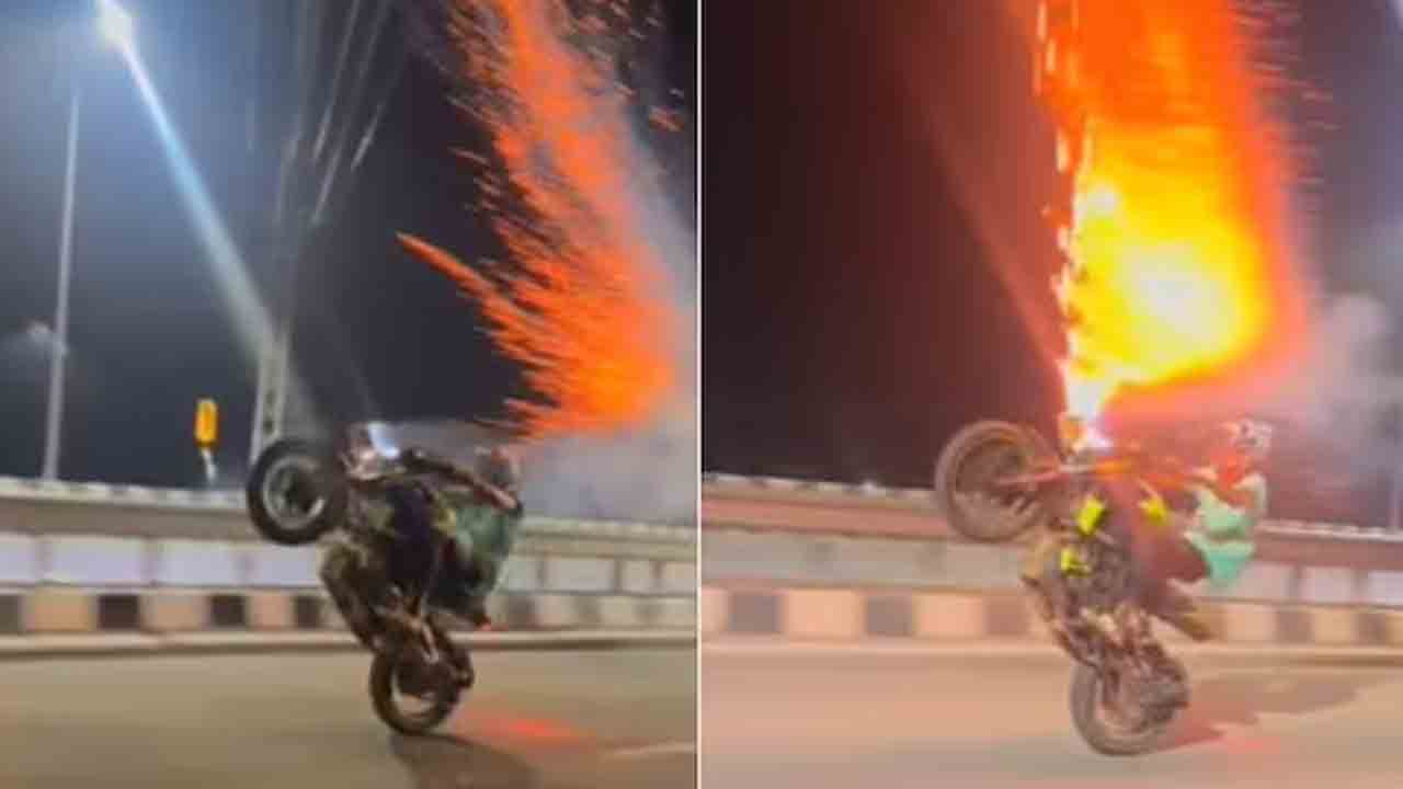 Bike Stunt | బైక్‌పై పటాకులు కాలుస్తూ ప్రమాదకర స్టంట్స్‌.. యువకుడి అరెస్ట్‌