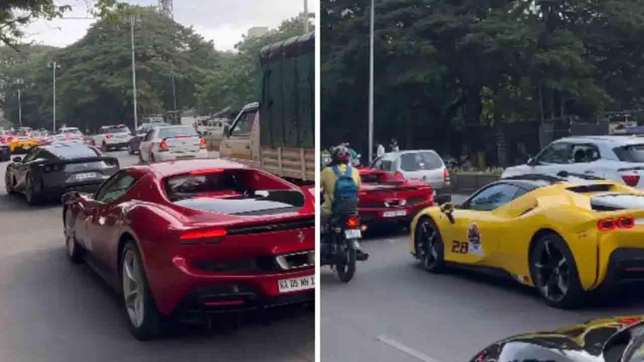 Bengaluru Traffic | ట్రాఫిక్‌లో ఇరుక్కుపోయిన ఫెరారీ సూపర్‌ కార్లు.. VIDEO