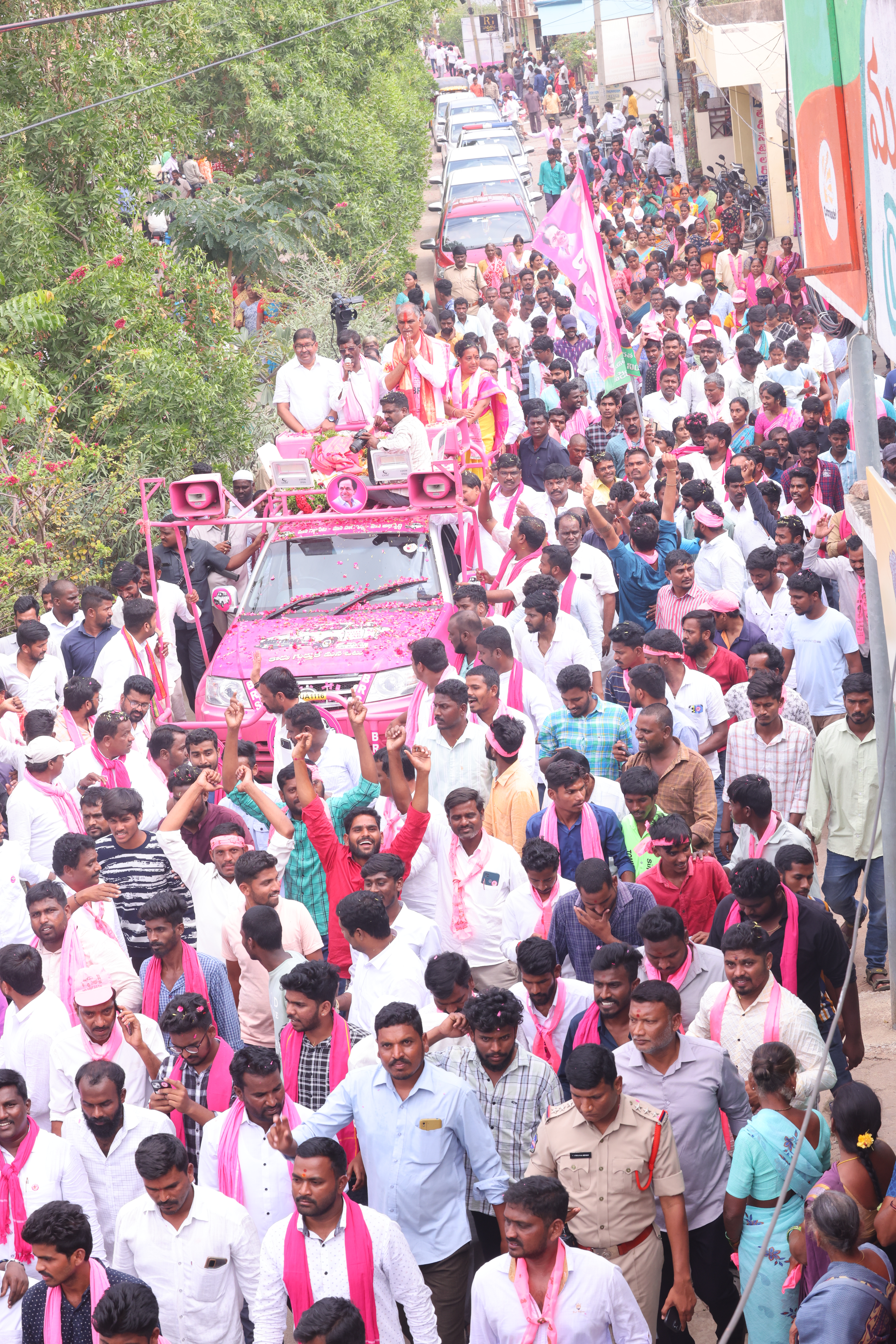 Harish Rao Participating In Road Show At Siddipet