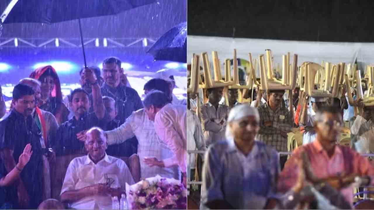 Sharad Pawar | పవార్‌ ప్రసంగిస్తుండగా భారీ వర్షం.. 2019 సీన్‌ రిపీట్‌