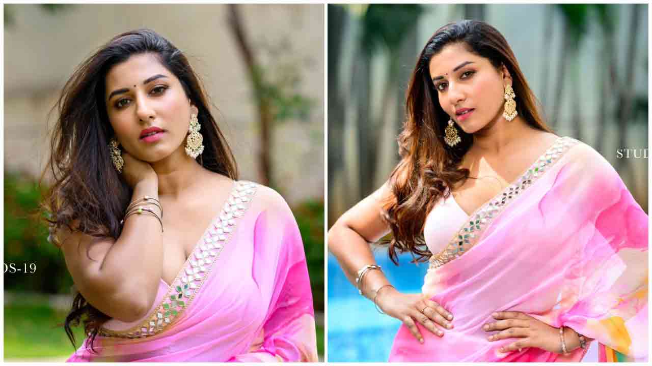 Vishnu Priya Bhimeneni | గులాబీ చీరలో గుబాళిస్తున్న విష్ణుప్రియ..