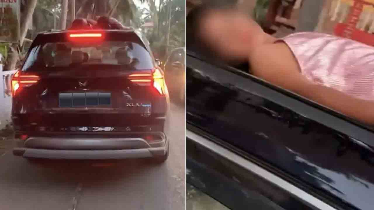 kids sleeping | కదులుతున్న కారుపై నిద్రిస్తున్న చిన్నారులు.. వీడియో వైరల్‌