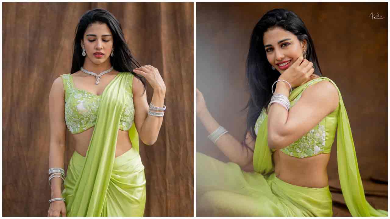 Daksha Nagarkar | చిలుకపచ్చ రంగు చీరలో కైపెక్కిస్తున్న దక్ష నాగర్కర్..