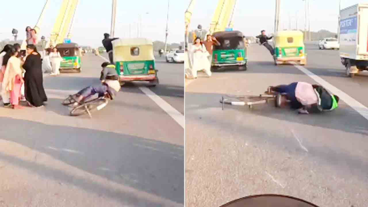 Viral Video | రన్నింగ్‌ ఆటోలో విన్యాసాలు ప్రదర్శిస్తూ.. సైక్లిస్ట్‌ను ఢీ కొట్టిన యువకుడు