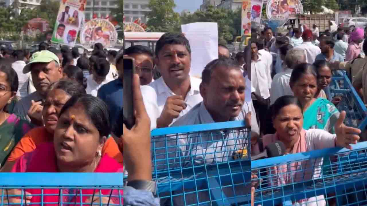 Praja Bhavan | ఇనుప కంచెలు తొల‌గించారు.. బారికేడ్ల‌తో అడ్డుకున్నారు.. ప్ర‌జా భ‌వ‌న్ వ‌ద్ద సామాన్యుల ఆగ్ర‌హం..