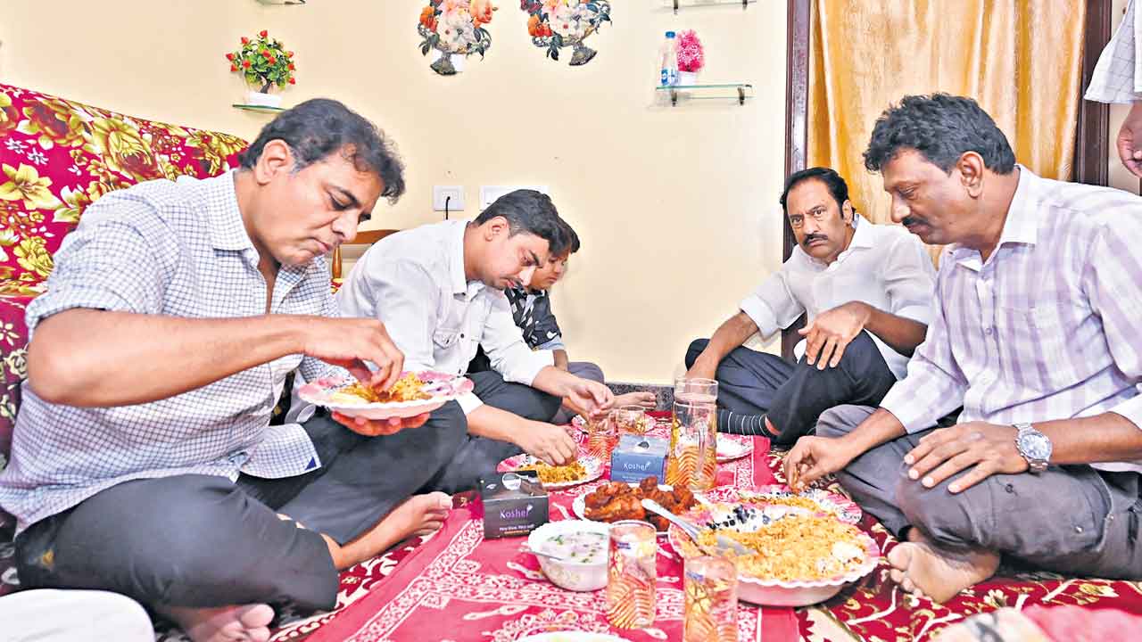 సామాన్యుడి ఇంట్లో కేటీఆర్‌ లంచ్‌