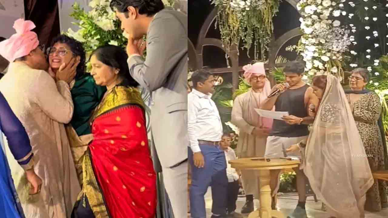 Ira Khan Wedding | కూతురి పెళ్లిలో మాజీ భార్యకు కిస్ ఇచ్చిన అమీర్ ఖాన్.. వీడియో వైర‌ల్