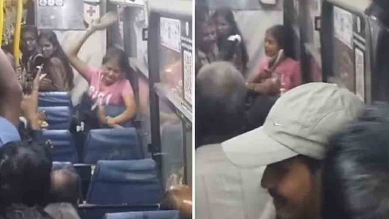 Watch: బస్సులో బూట్లతో కొట్టుకున్న మహిళలు.. వీడియో వైరల్‌