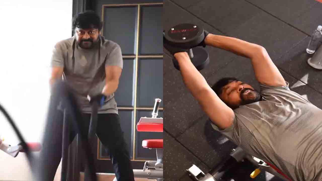 The video of Chiranjeevi struggling in the gym for Vishwambhara is viral