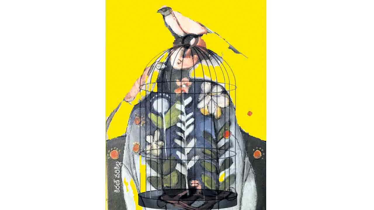 అనేక పక్షులు, కొన్ని పంజరాలు