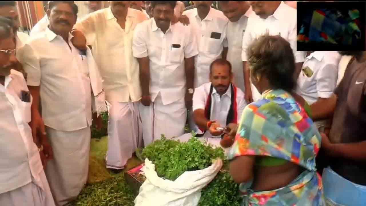 Lok Sabha elections | తిరుచిరాపల్లిలో కూరగాయలు అమ్మిన అన్నాడీఎంకే అభ్యర్థి.. Video