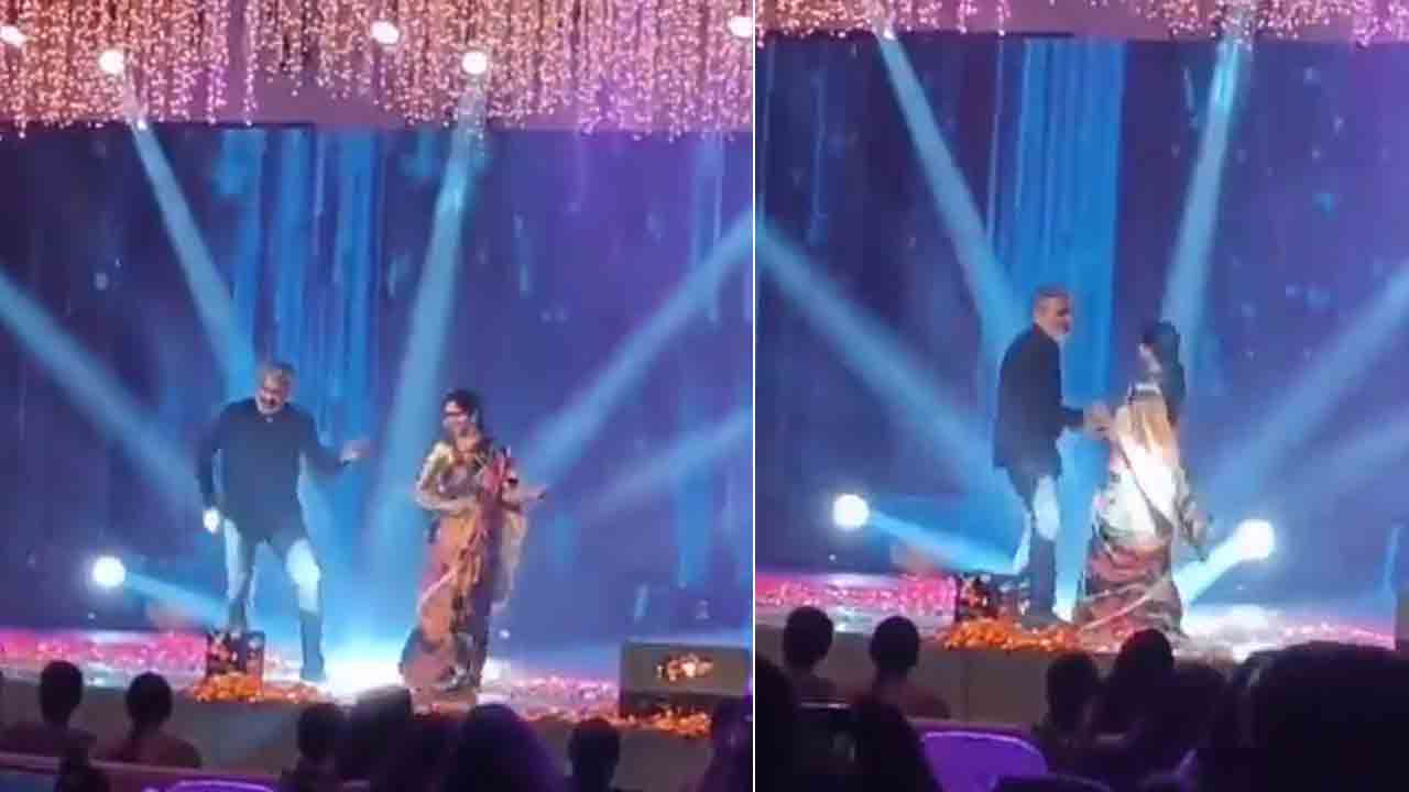 SS Rajamouli | స్టేజ్‌పై భార్య రమాతో కలిసి రాజమౌళి డ్యాన్స్‌.. వీడియో వైరల్‌