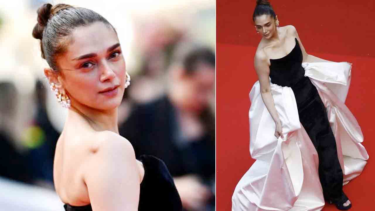 Aditi Rao Hydari | కేన్స్‌లో అదితి మెరుపులు.. హాఫ్‌ షోల్డర్‌ వైట్‌ అండ్‌ బ్లాక్‌ డ్రెస్‌లో రెడ్‌ కార్పెట్‌పై హొయలు