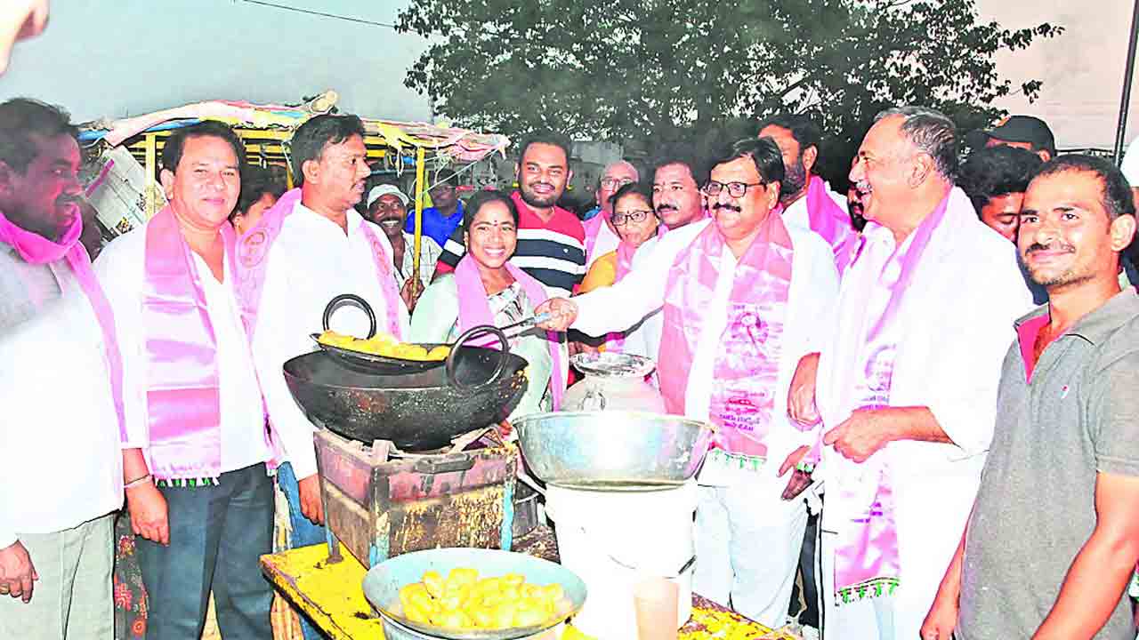 బజ్జీలేస్తూ.. ఇస్త్రీ చేస్తూ..