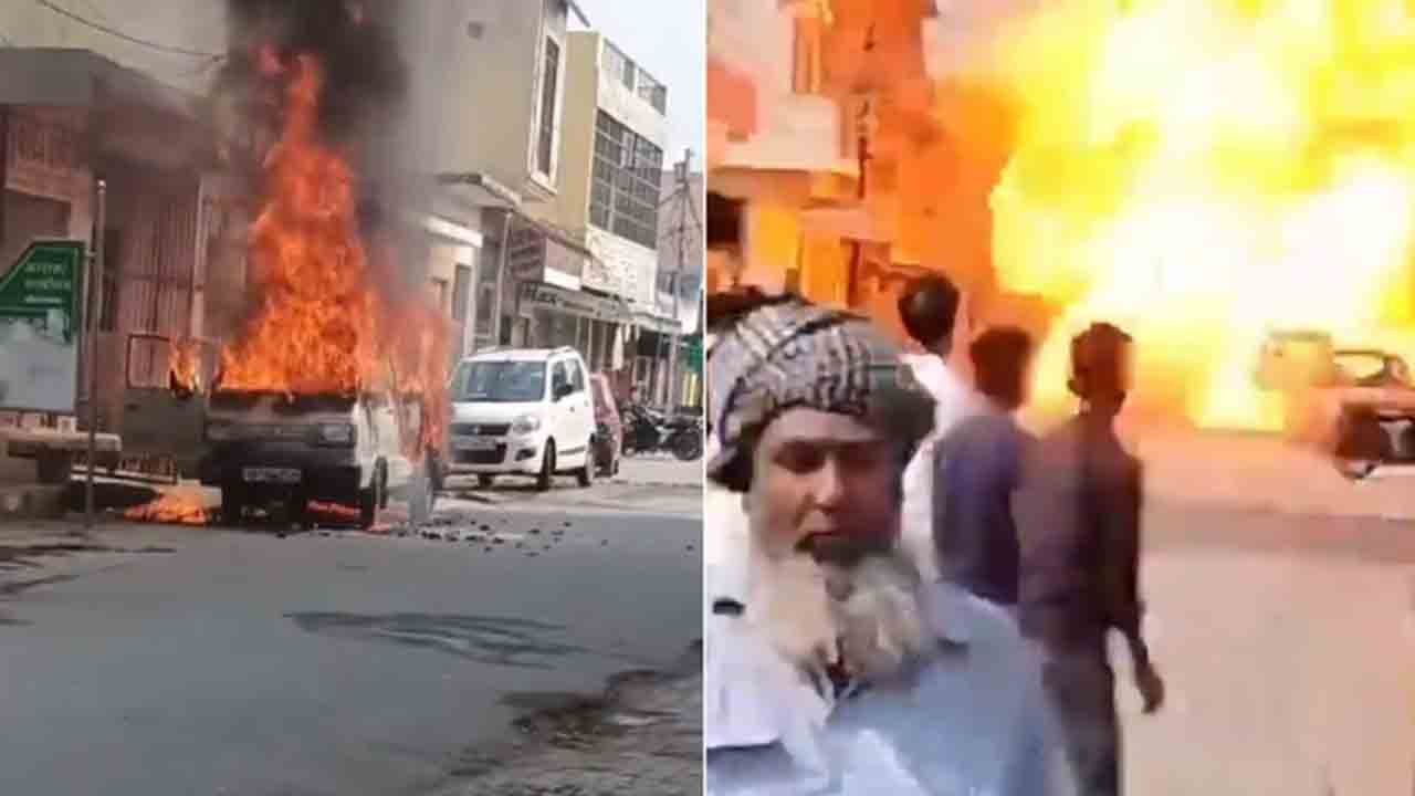Watch: వ్యాన్‌కు వ్యాపించిన మంటలు.. పేలి గాల్లోకి ఎగిరిన వాహనం