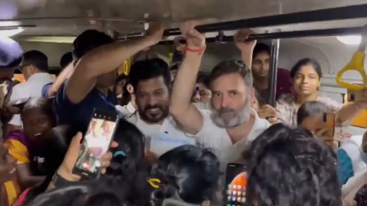 Rahul Gandhi | సీఎం రేవంత్‌తో కలిసి ఆర్టీసీ బస్సులో ప్రయాణించిన రాహుల్‌ గాంధీ..