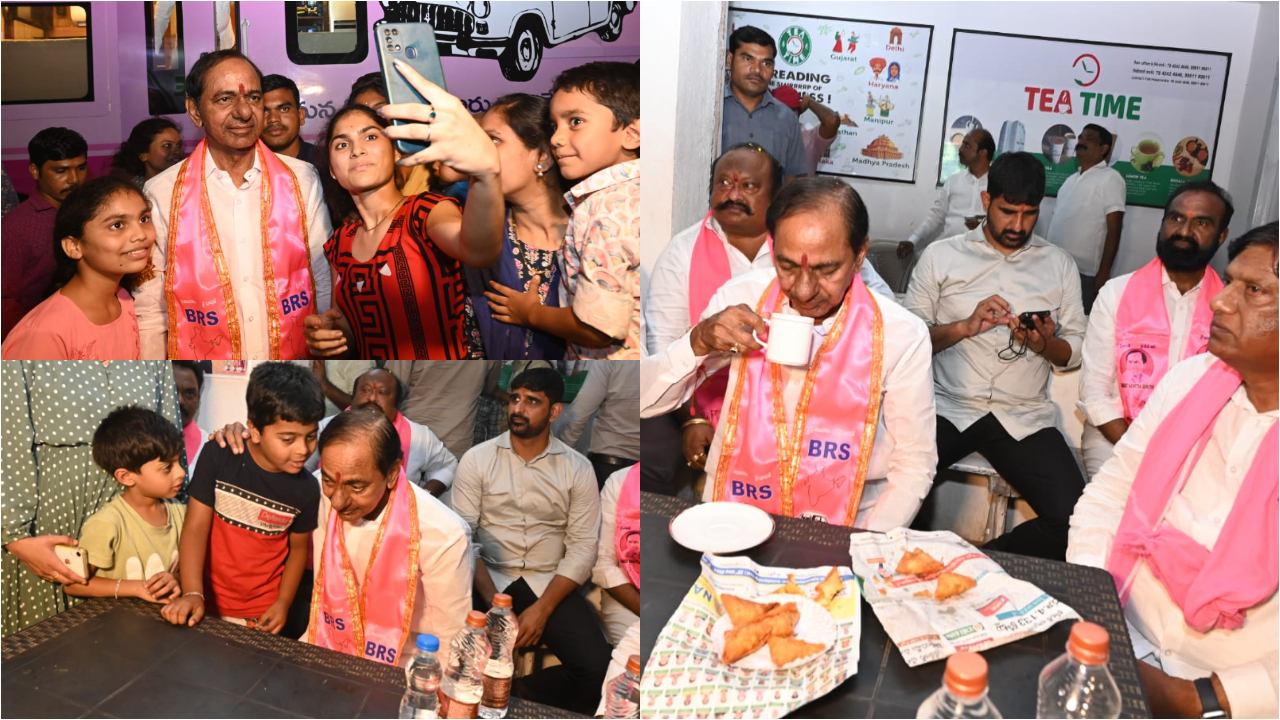 KCR | కొండగట్టు దగ్గర దాబాలో ఛాయ్‌ తాగిన కేసీఆర్‌.. సెల్ఫీలు దిగేందుకు ఎగబడ్డ జనం