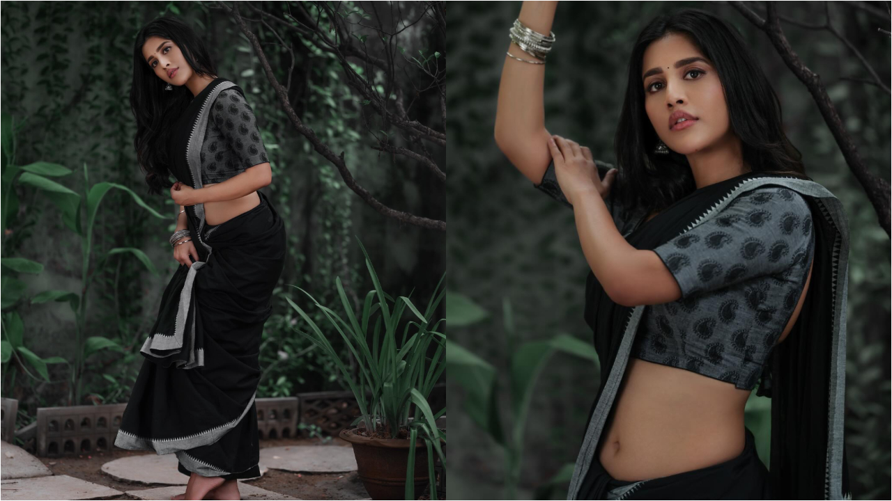 Nabha Natesh | నల్ల చీరలో నభా నాభి అందాలు