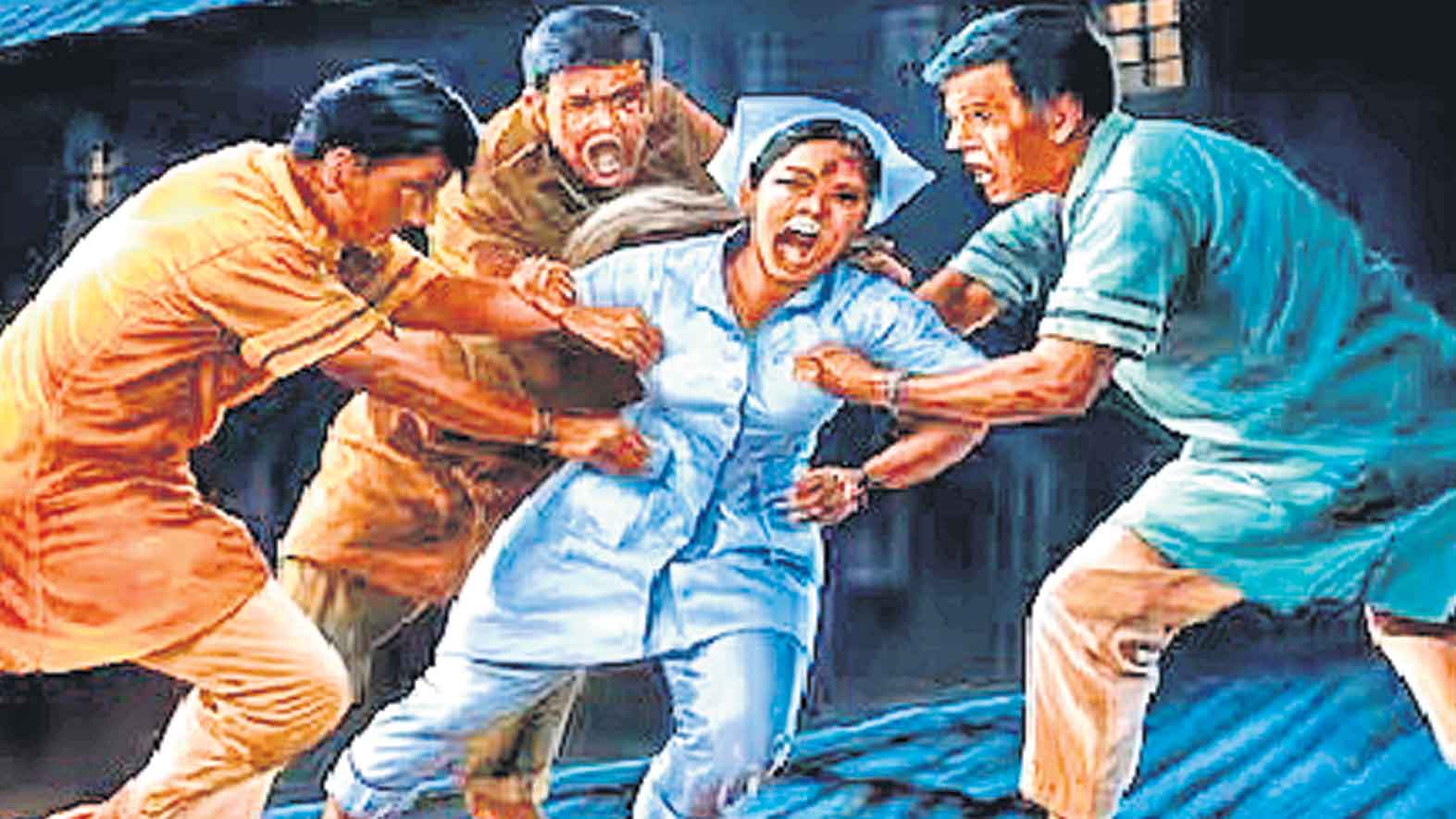 నర్సును భవనంపై నుంచి తోసేసిన రోగి బంధువులు!