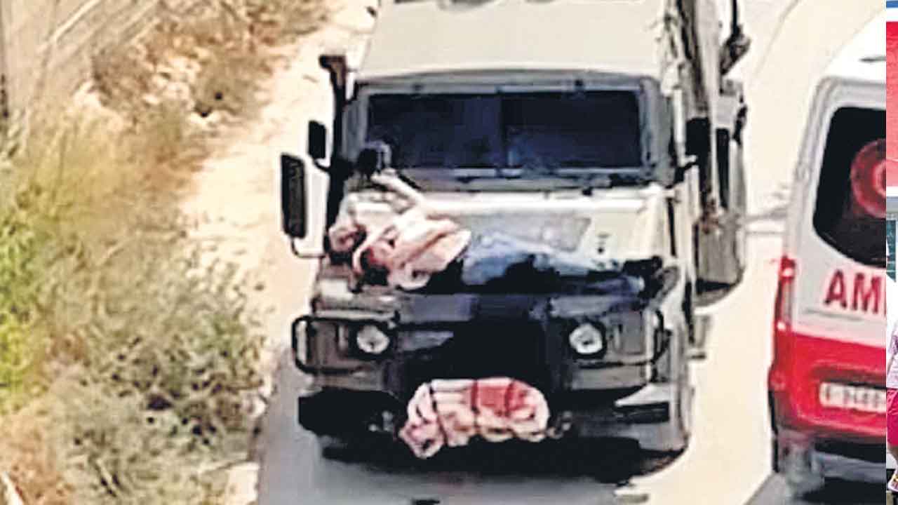గాయపడ్డ పాలస్తీనా పౌరుడిని జీపుకి కట్టేసి..