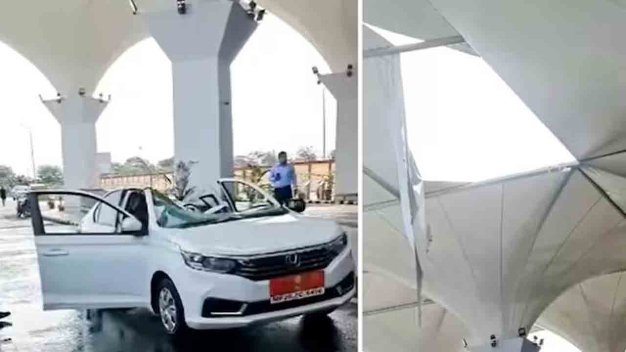 Jabalpur airport | ఎయిర్‌పోర్ట్‌ షెడ్‌ నుంచి కూలిన మెటల్‌.. ధ్వంసమైన కారు