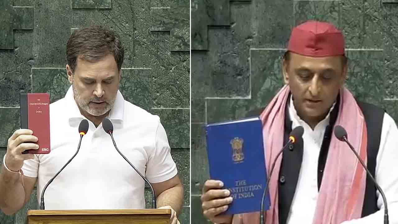Lok Sabha | రాహుల్‌ టు అఖిలేష్‌.. రాజ్యాంగ ప్రతితో ప్రమాణం చేసిన విపక్ష కూటమి ఎంపీలు