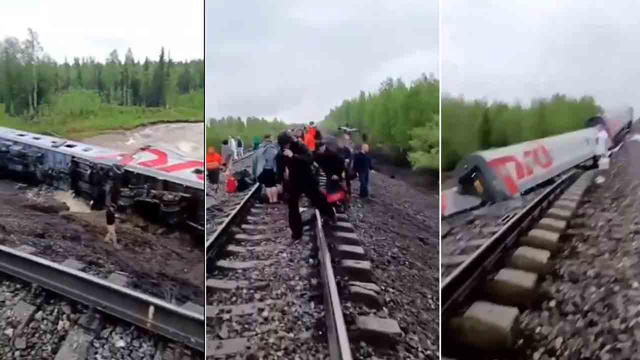 Russia | పట్టాలు తప్పి నదిలో పడిపోయిన రైలు బోగీలు.. 70 మందికి గాయాలు