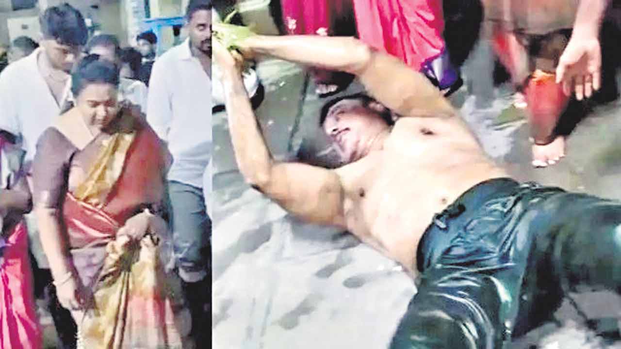 భార్య గెలుపు కోసం పొర్లుదండాలు