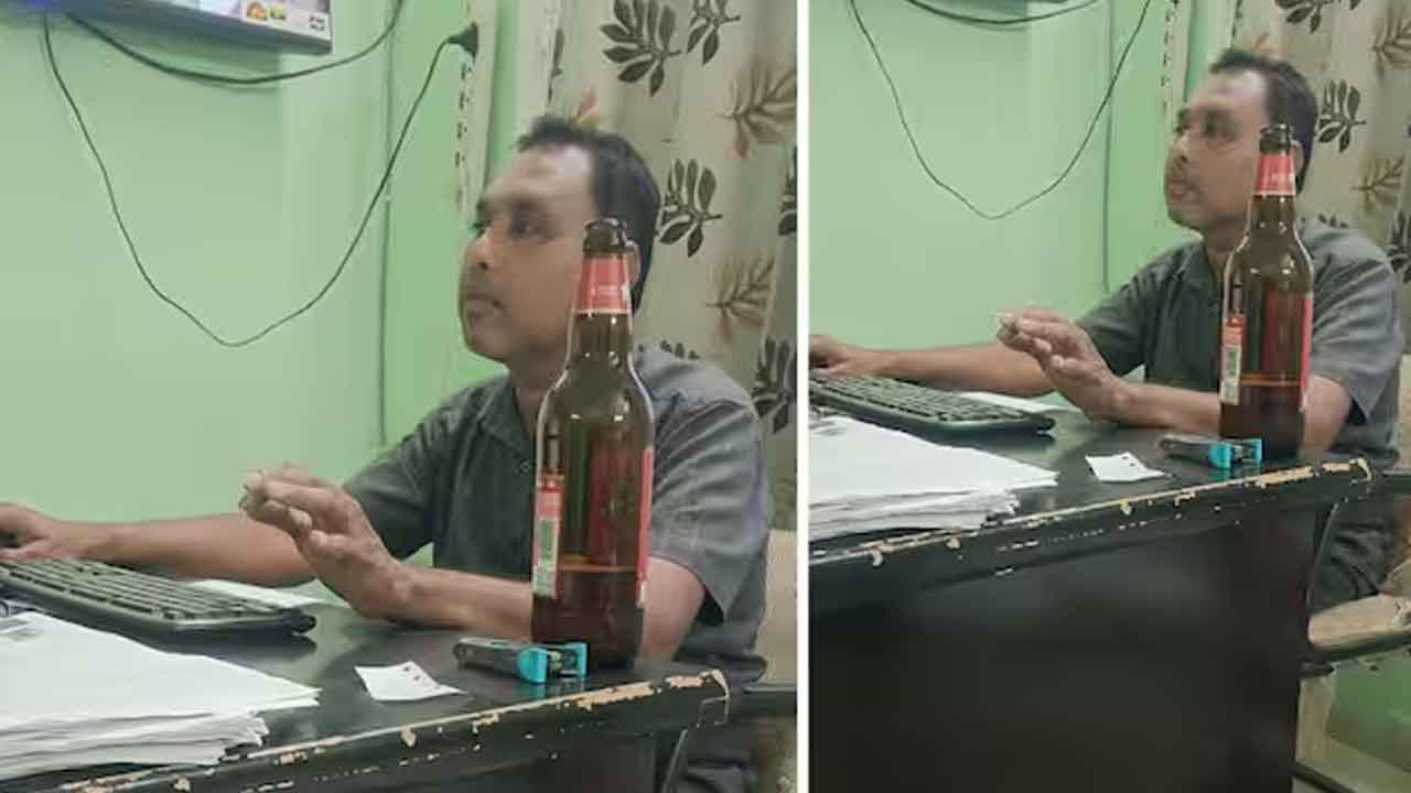 మద్యం తాగుతూ విధులు.. ఉద్యోగి తొలగింపు