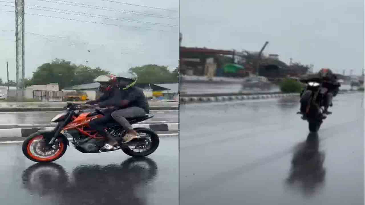Bike Stunts | వర్షంలో బైక్‌ స్టంట్స్‌.. జారిపడి యువకుడు మృతి