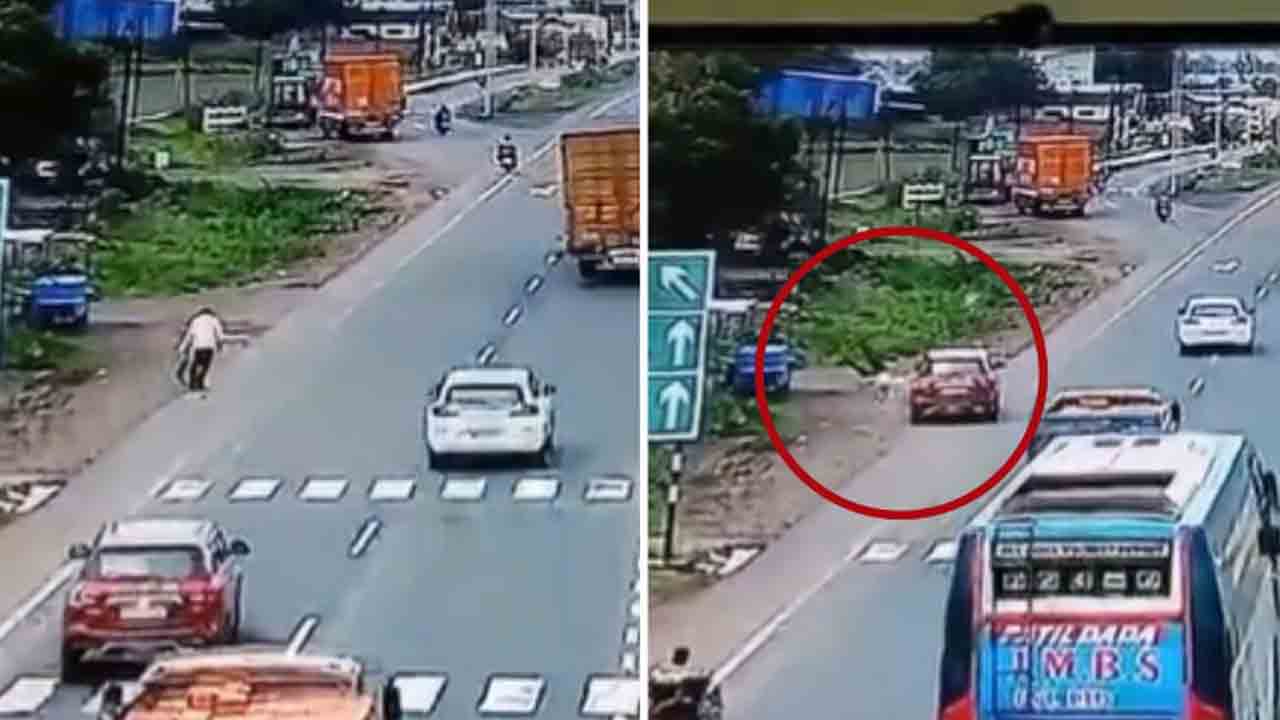 Watch: రోడ్డు పక్కగా నడిచి వెళ్తున్న వృద్ధుడ్ని ఢీకొట్టిన కారు.. వీడియో వైరల్‌