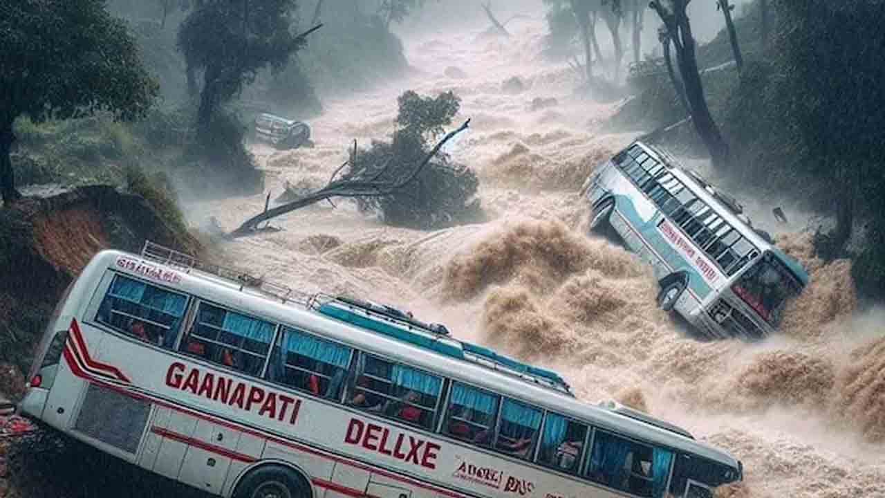 Landslide | నదిలో కొట్టుకుపోయిన రెండు బస్సులు.. 66 మంది గల్లంతు!