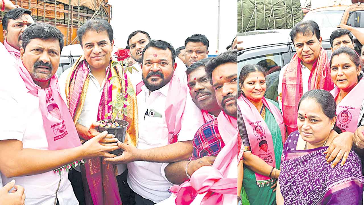 కేటీఆర్‌కు ఘన స్వాగతం