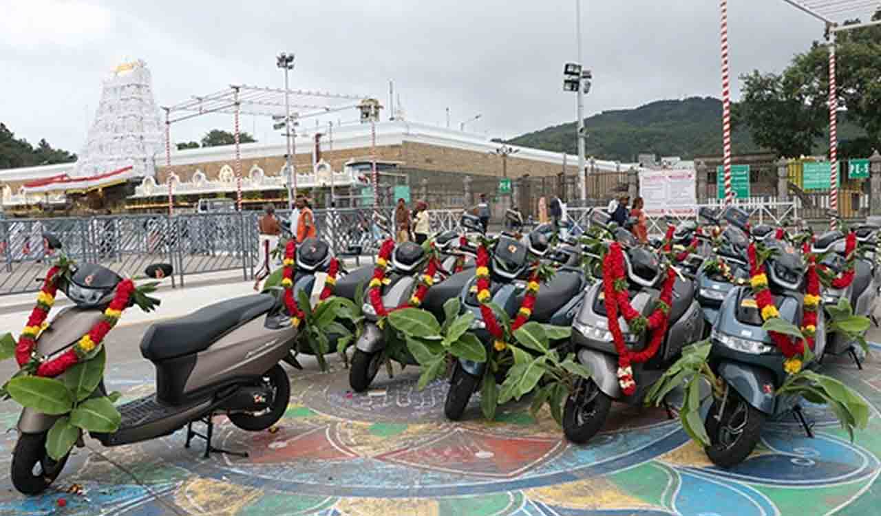 Tirumala | తిరుమల శ్రీవారికి 16 టీవీఎస్ మోటార్స్‌ ఎలక్ట్రిక్ బైక్‌ల విరాళం
