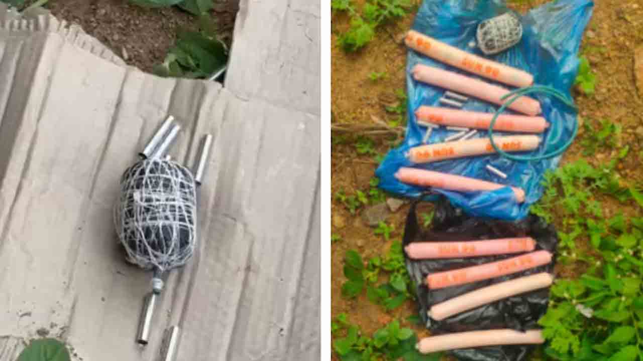 Explosives in plastic bag | హోటల్‌ సమీపంలో పేలుడు పదార్థాలు..  ప్లాస్టిక్ బ్యాగ్‌లో జిలెటిన్ స్టిక్స్, నాటు బాంబు